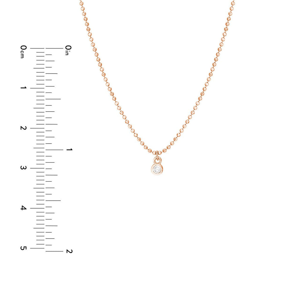 14K Gold Diamond Bezel Bead Chain Necklace