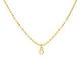 14K Gold Two Row Diamond Drop Diamond Cut Ball Necklace