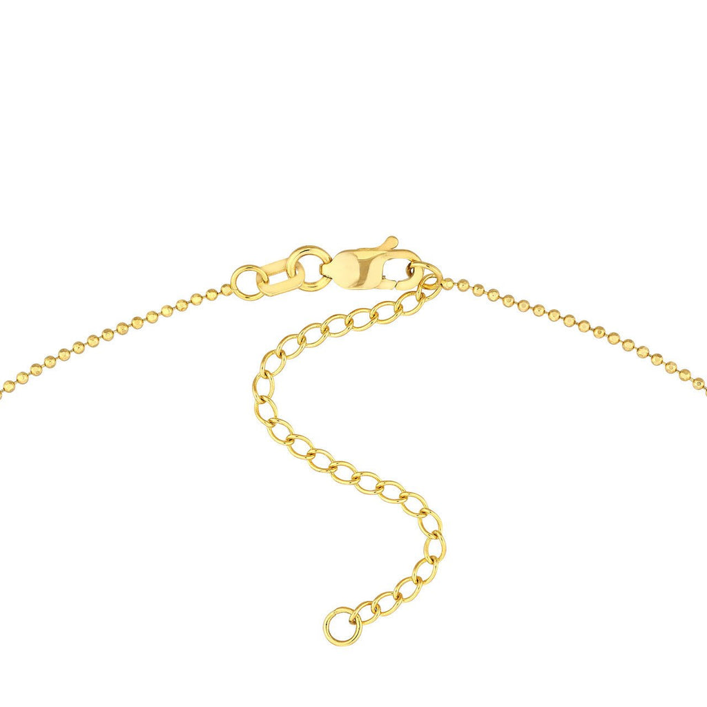 14K Gold Diamond Bezel Bead Chain Necklace