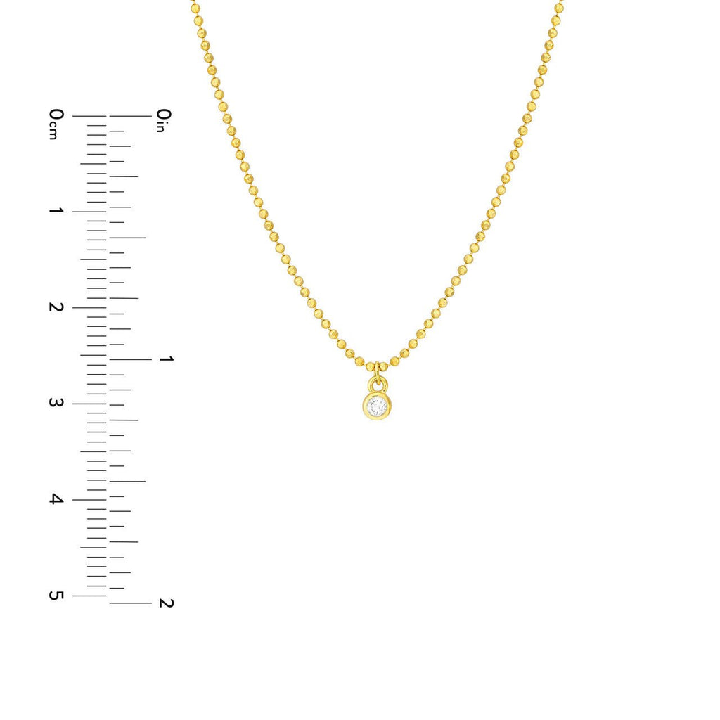 14K Gold Diamond Bezel Bead Chain Necklace