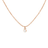 14K Gold Two Row Diamond Drop Diamond Cut Ball Necklace