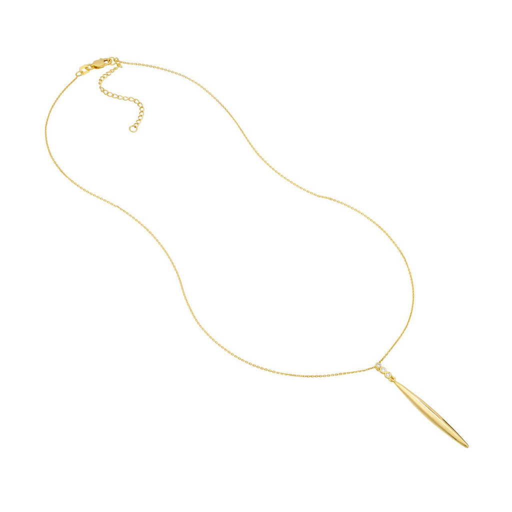 14K Gold Diamond Trio Bombe Marquise Drop Pendant Necklace