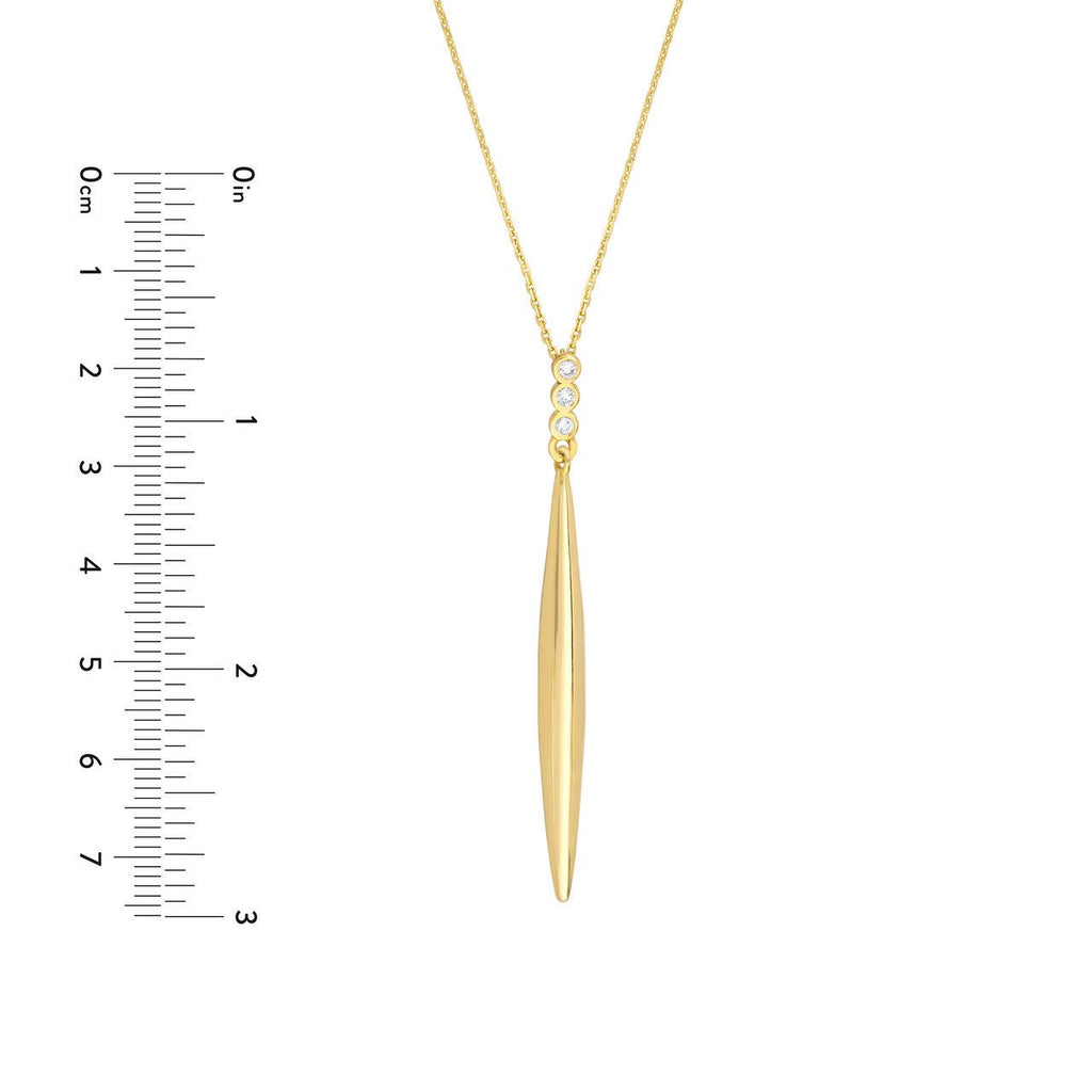 14K Gold Diamond Trio Bombe Marquise Drop Pendant Necklace