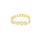 14K Gold Trio Diamond Curb Chain Ring