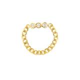14K Gold Trio Diamond Curb Chain Ring