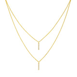 14K Gold Layered Diamond Vertical Bar Pendant Necklace