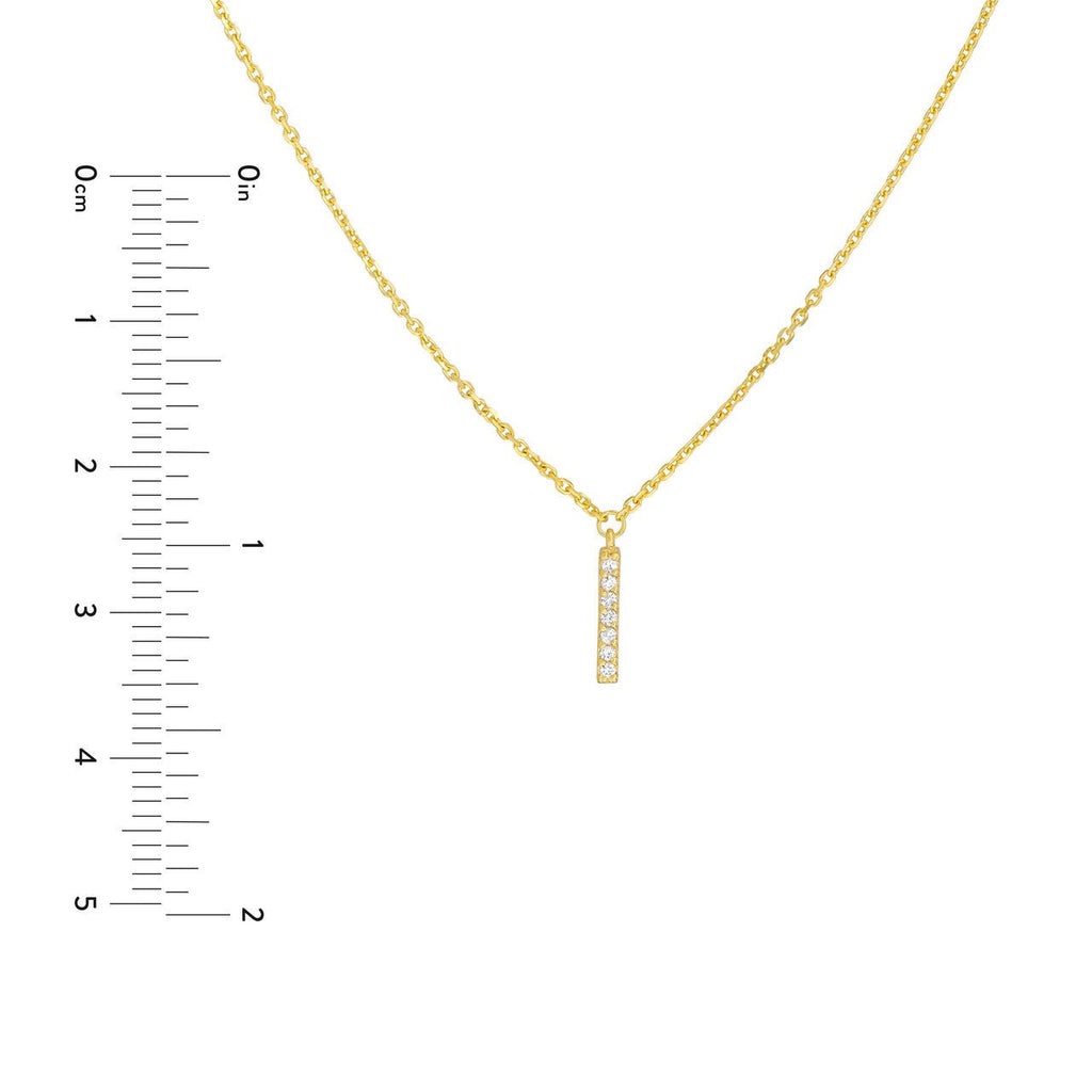 14K Gold Layered Diamond Vertical Bar Pendant Necklace