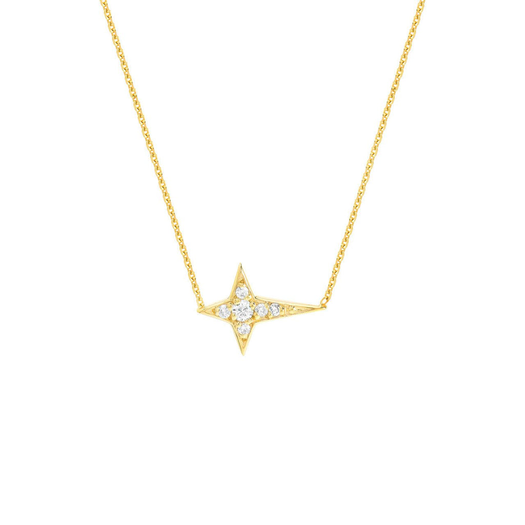 14K Gold Diamond Tapered Cross Pendant Necklace
