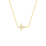14K Gold Diamond Tapered Cross Pendant Necklace