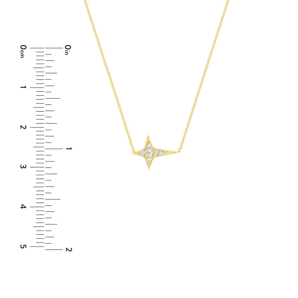 14K Gold Diamond Tapered Cross Pendant Necklace