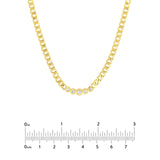 14K Gold Graduated Diamond Bezel Curb Chain Necklace