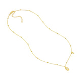 14K Gold Diamond Oval Bead Frame Pendant Necklace