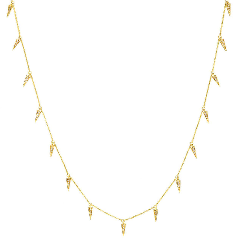 14K Gold Diamond Spear Drop Necklace