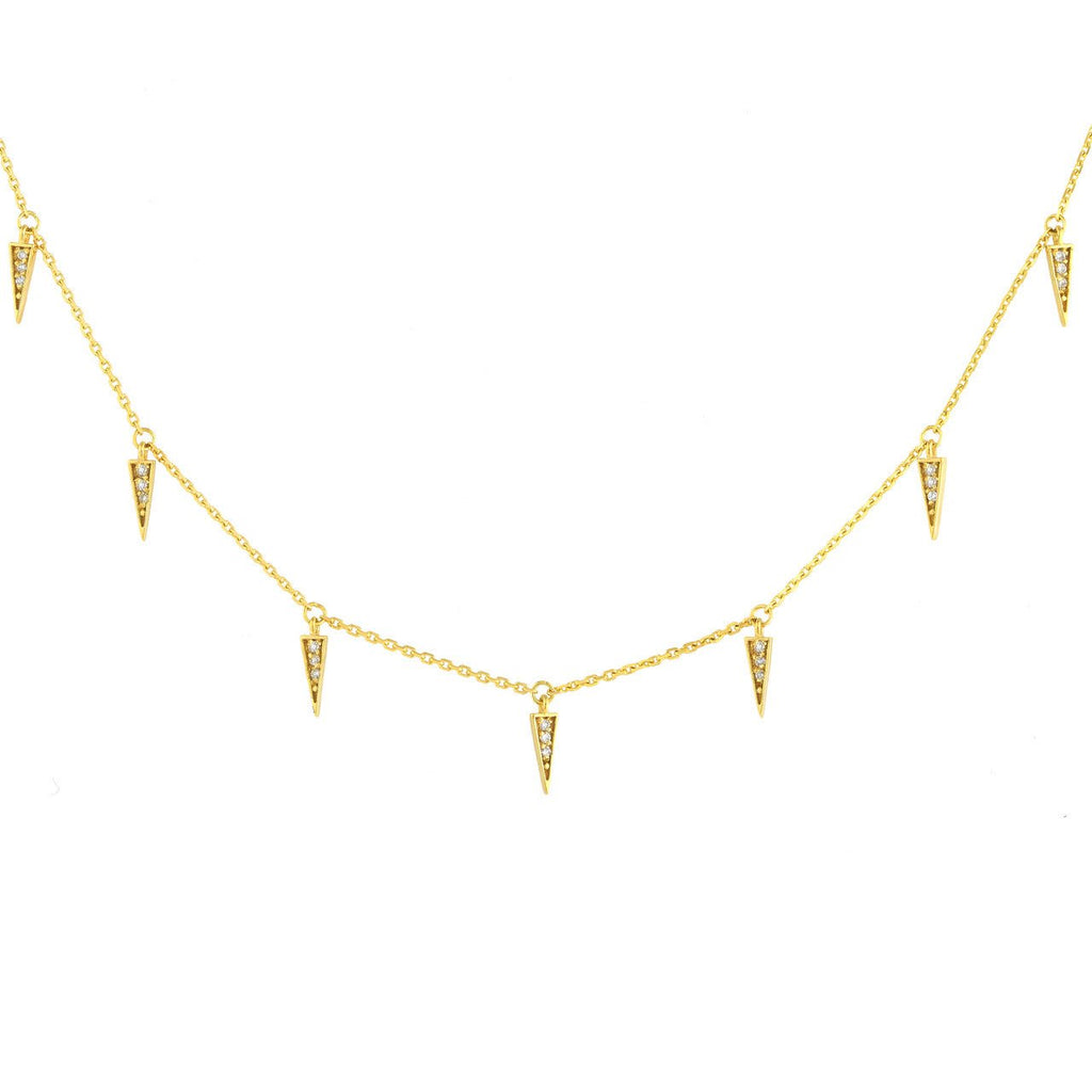 14K Gold Diamond Spear Drop Necklace