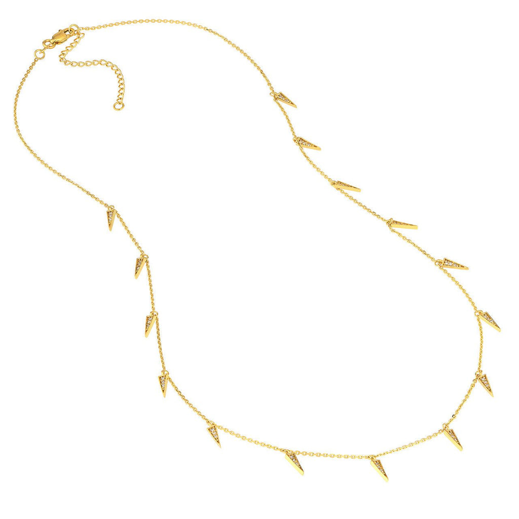 14K Gold Diamond Spear Drop Necklace
