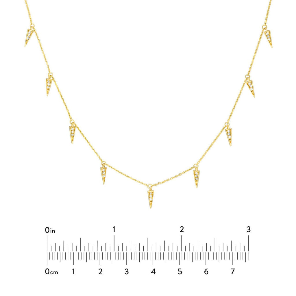 14K Gold Diamond Spear Drop Necklace