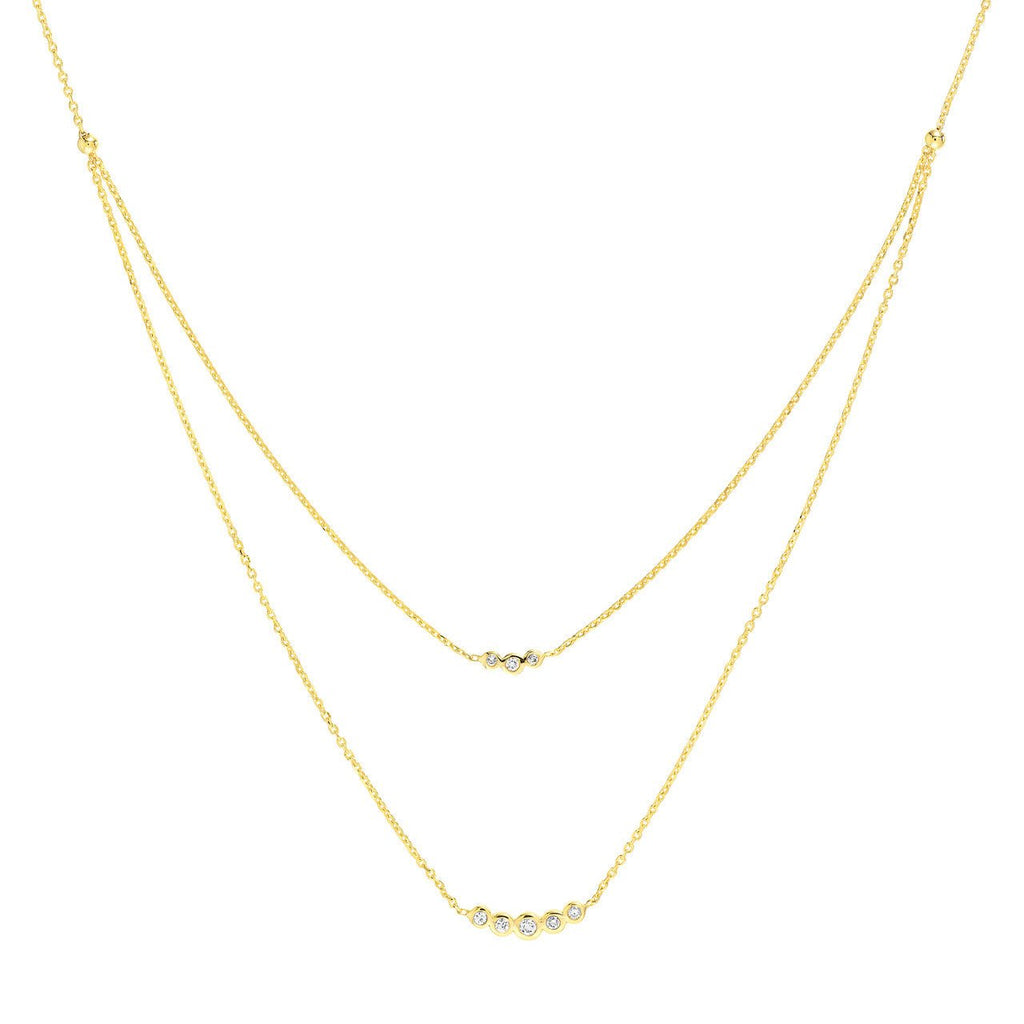 14K Gold Layered Diamond Bezel Necklace
