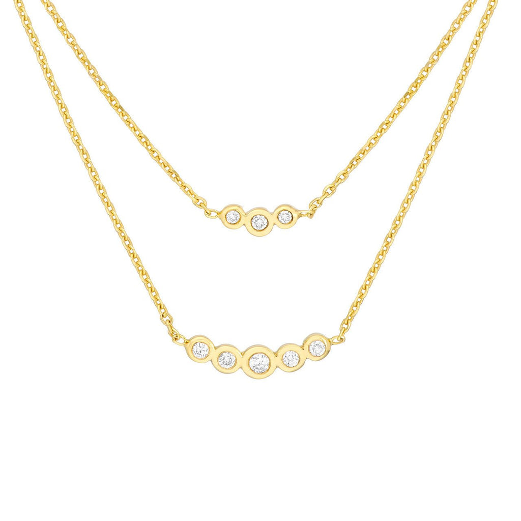 14K Gold Layered Diamond Bezel Necklace