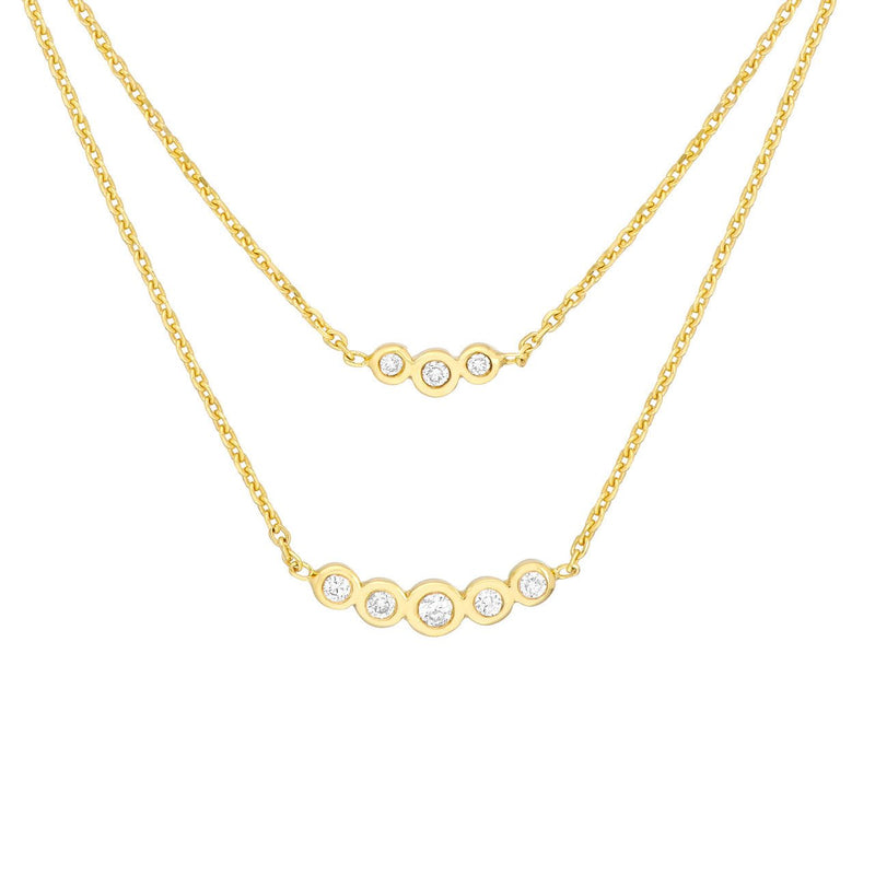 14K Gold Layered Diamond Bezel Necklace