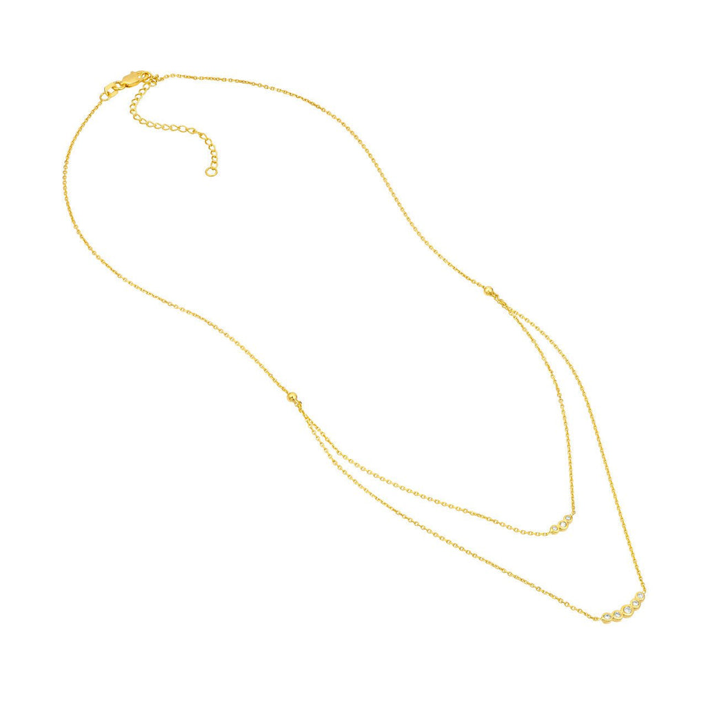 14K Gold Layered Diamond Bezel Necklace