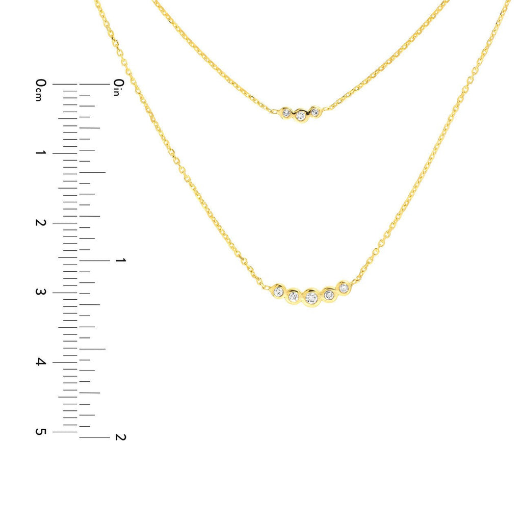 14K Gold Layered Diamond Bezel Necklace
