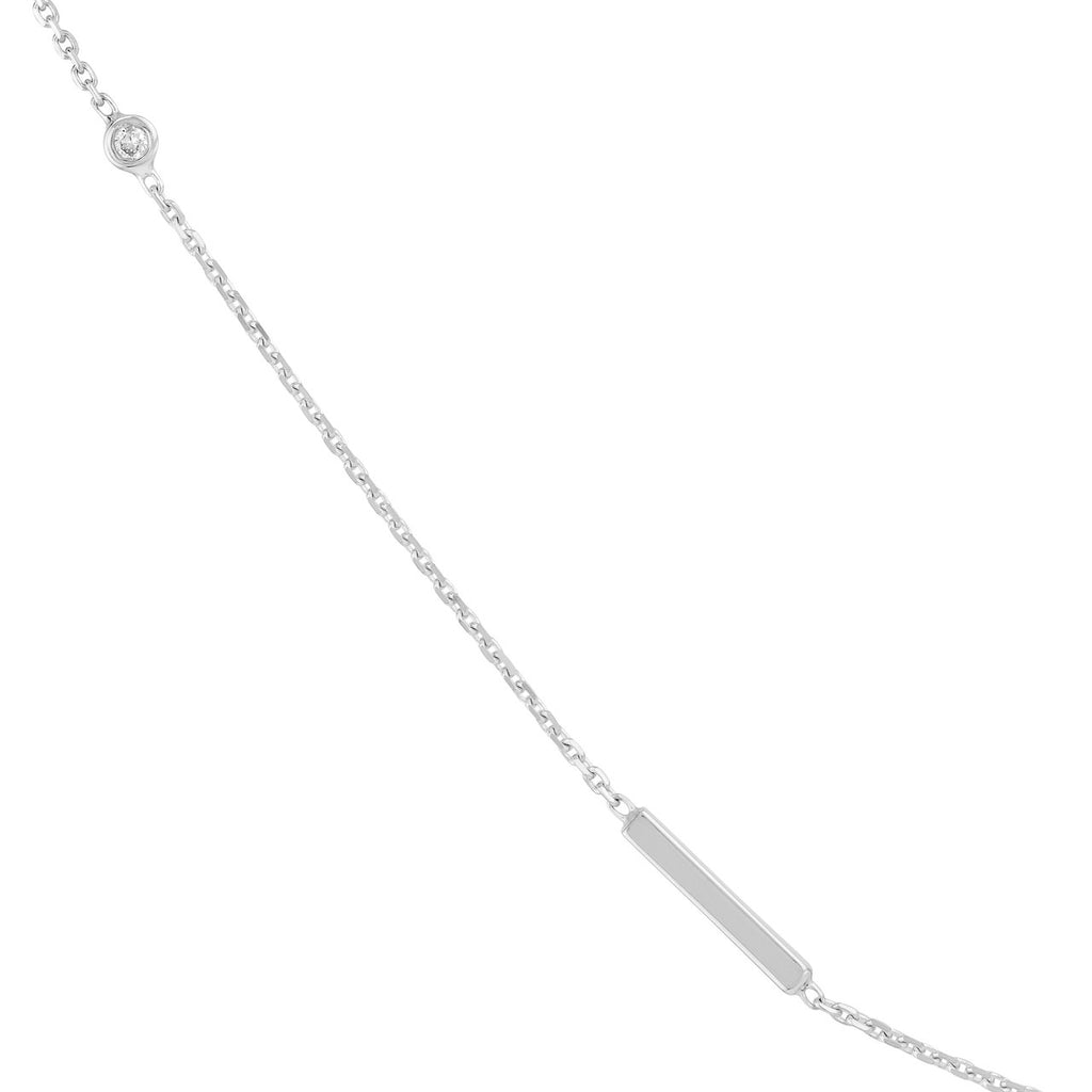 14K Gold Diamond Bezel and Bar Necklace