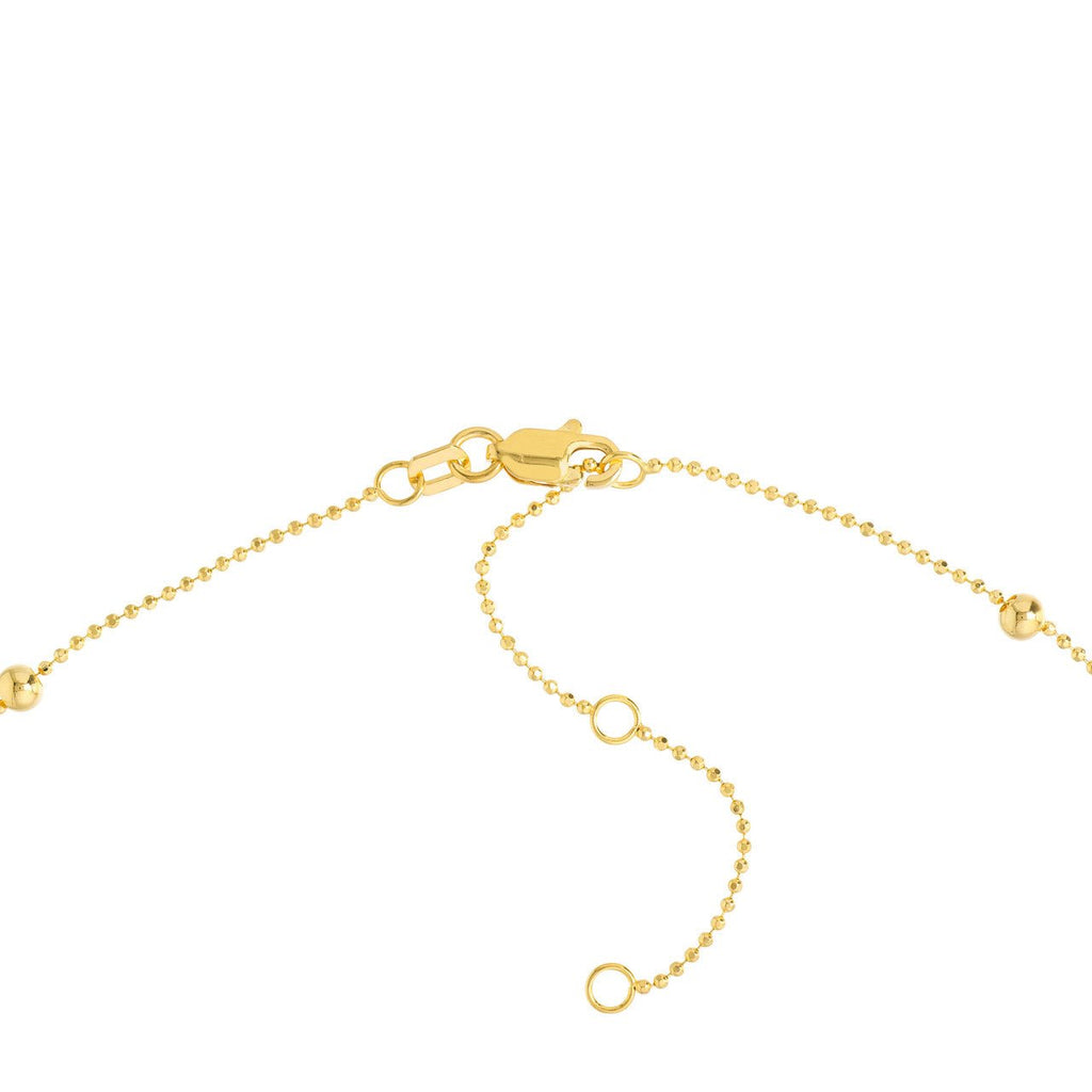 14K Gold Virgin Mary with Cross Beaded Necklace