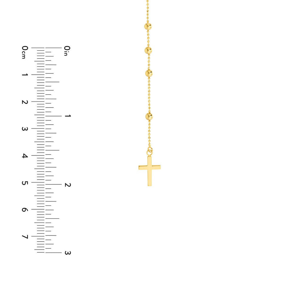 14K Gold Virgin Mary with Cross Beaded Necklace