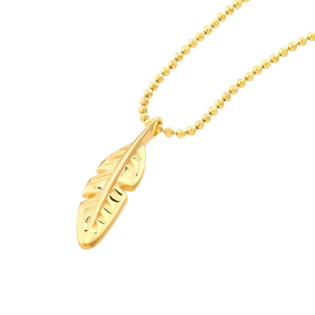 14K Gold Feather Pendant Necklace