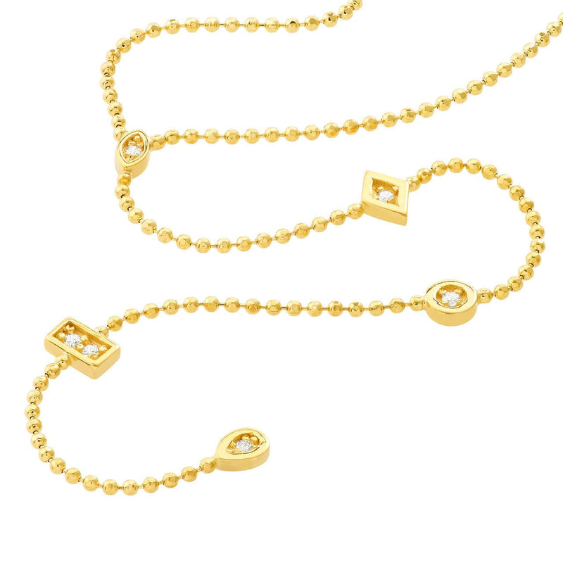 14K Gold Diamond Multi Shape Charms Y-Necklace
