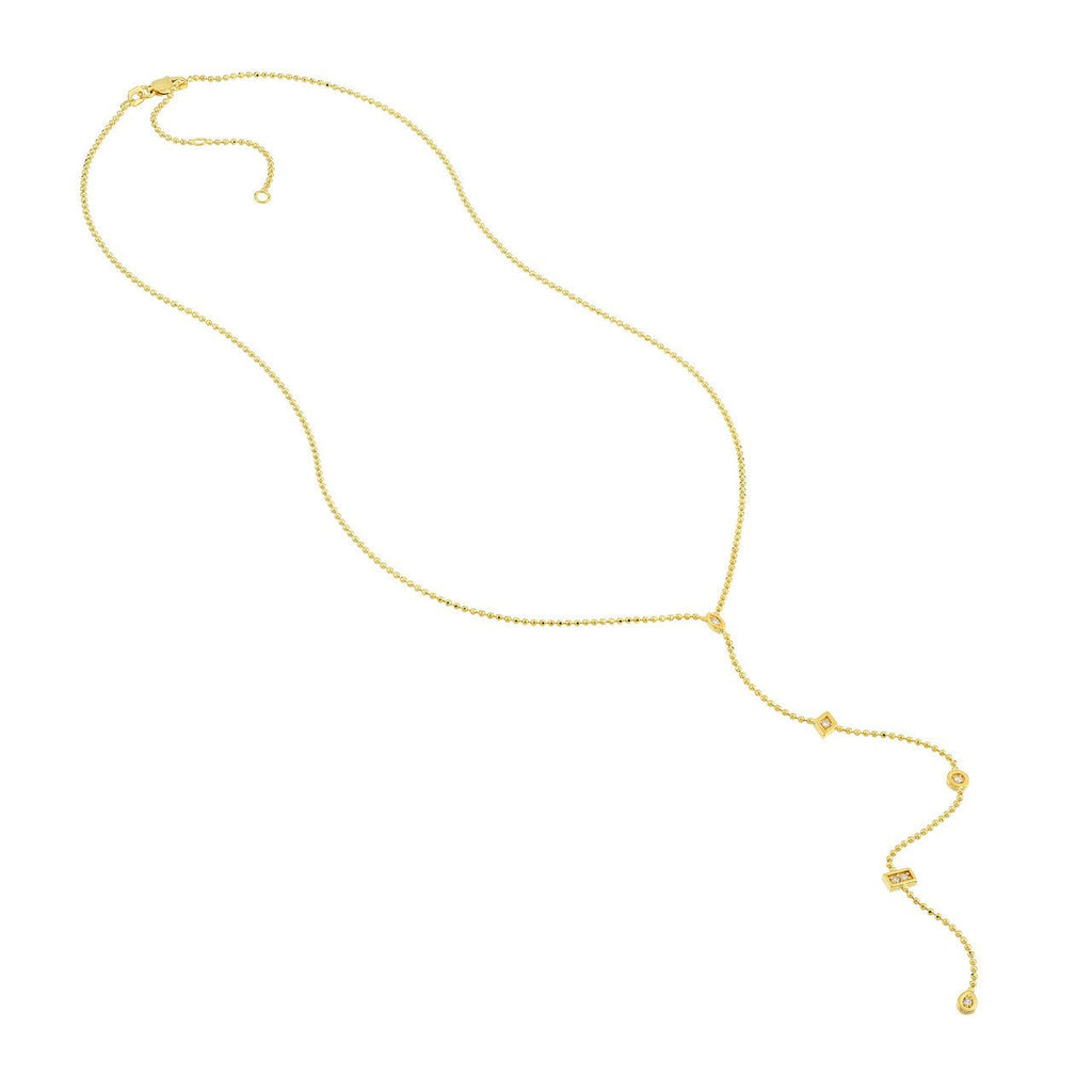 14K Gold Diamond Multi Shape Charms Y-Necklace