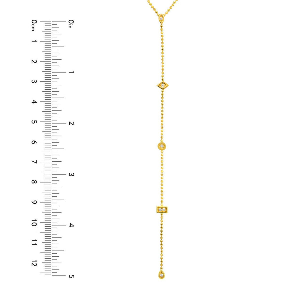 14K Gold Diamond Multi Shape Charms Y-Necklace