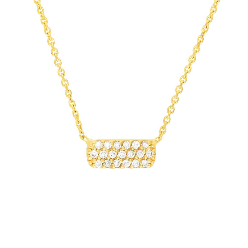 14K Gold Diamond Chiclet Pendant Necklace