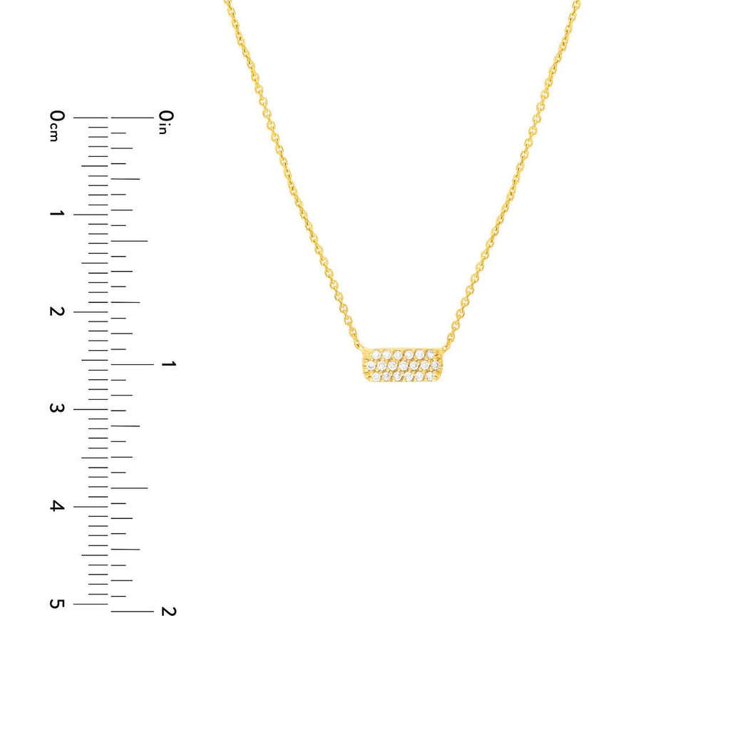 14K Gold Diamond Chiclet Pendant Necklace