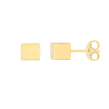 14K Gold Mini Cube Stud Earrings