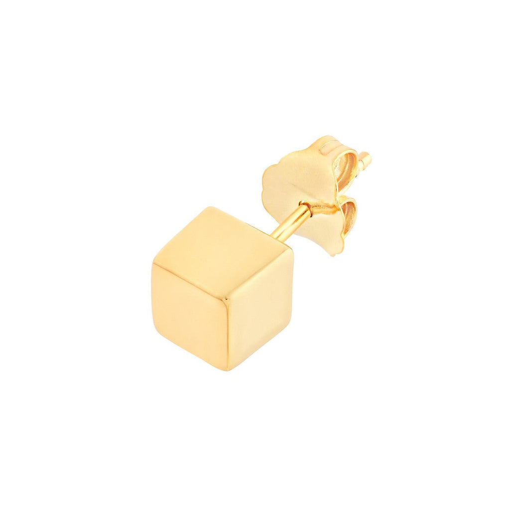 14K Gold Mini Cube Stud Earrings