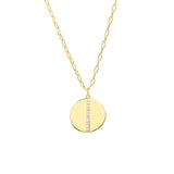 14K Gold Diamond Organic Disk Pendant Necklace