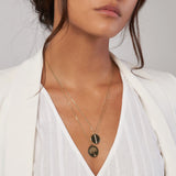 14K Gold Diamond Organic Disk Pendant Necklace