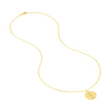 14K Gold Diamond Organic Disk Pendant Necklace
