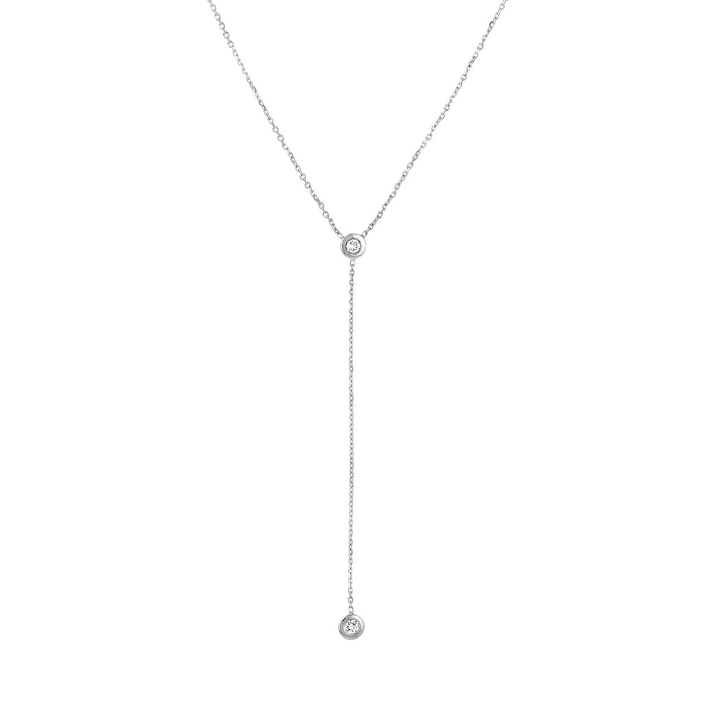 14K Gold Adjustable Diamond Bezel Y Necklace
