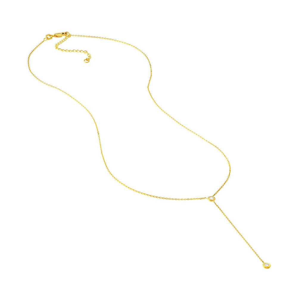 14K Gold Adjustable Diamond Bezel Y Necklace