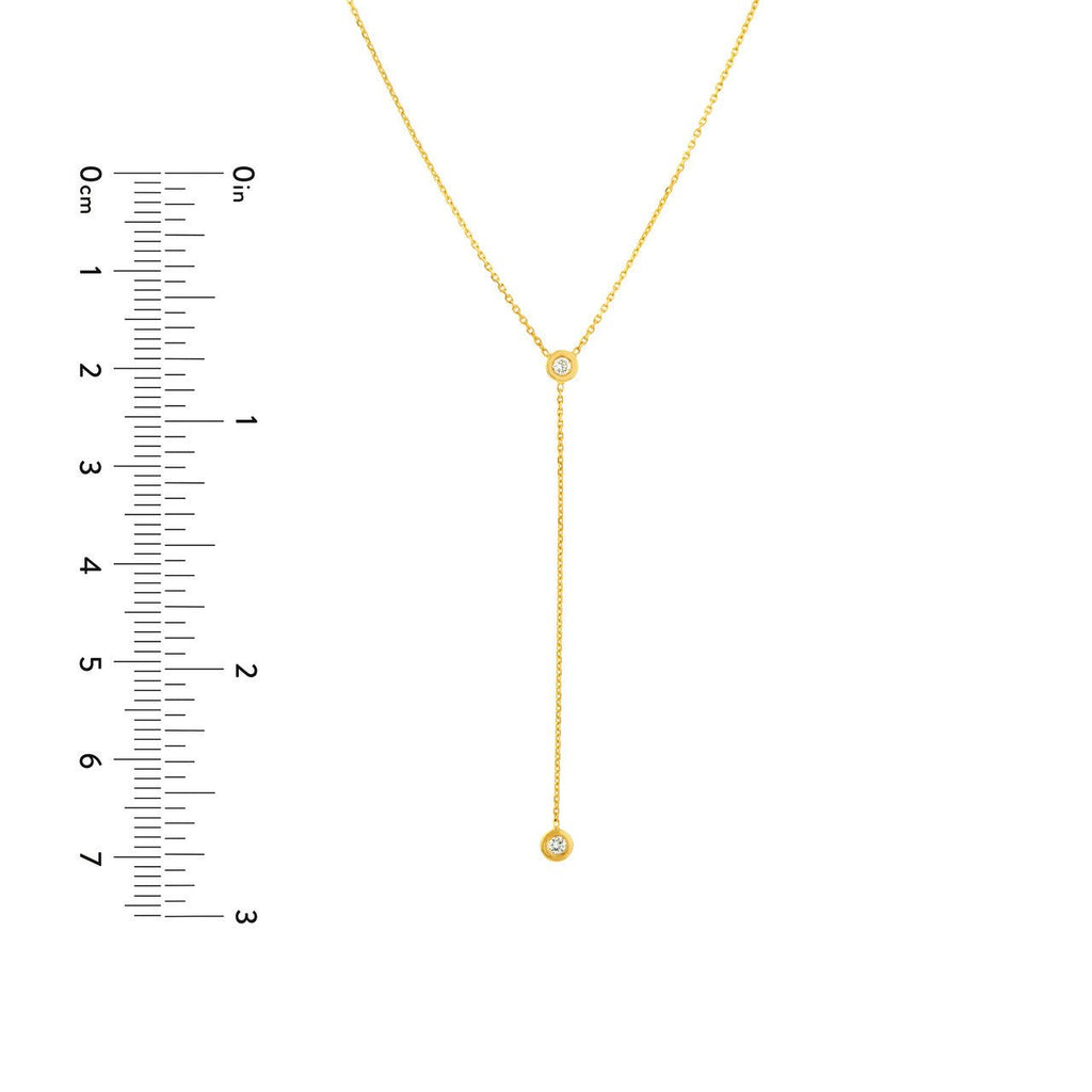 14K Gold Adjustable Diamond Bezel Y Necklace