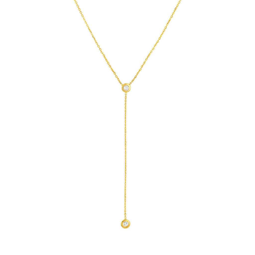 14K Gold Adjustable Diamond Bezel Y Necklace