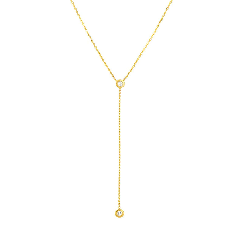 14K Gold Adjustable Diamond Bezel Y Necklace