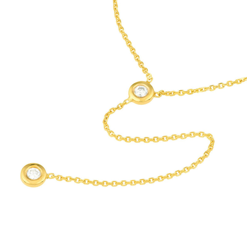 14K Gold Adjustable Diamond Bezel Y Necklace