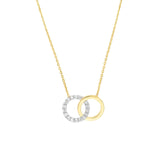 14K Two-Tone Diamond Linked Ring Pendant Necklace