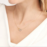 14K Two-Tone Diamond Linked Ring Pendant Necklace