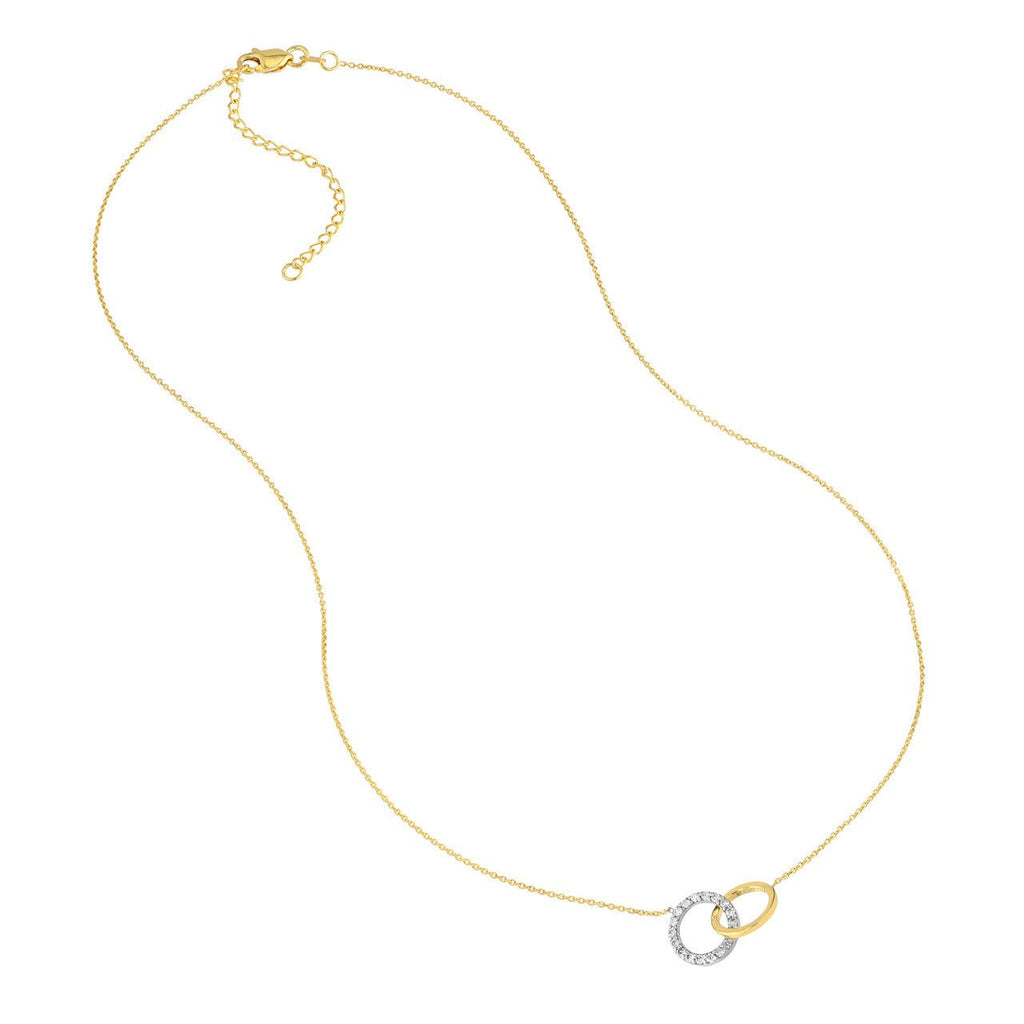 14K Two-Tone Diamond Linked Ring Pendant Necklace