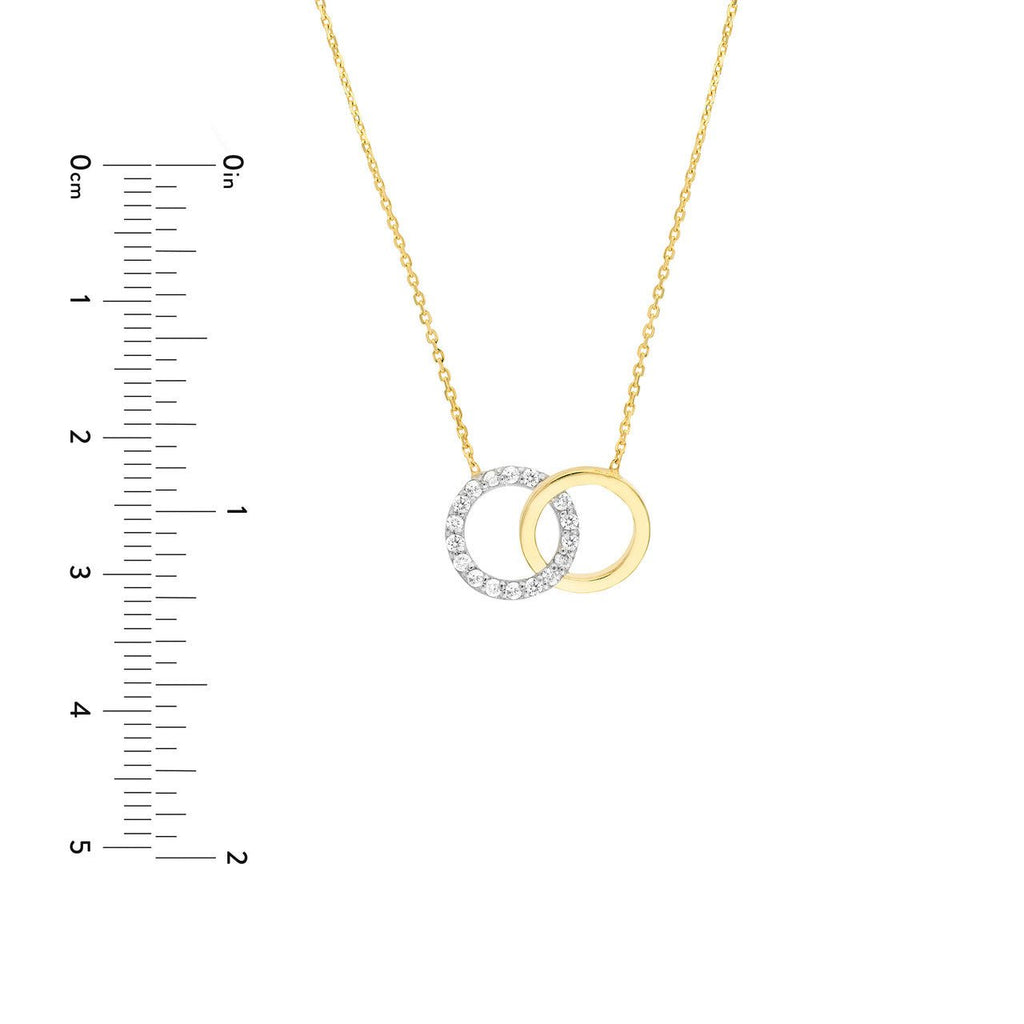 14K Two-Tone Diamond Linked Ring Pendant Necklace