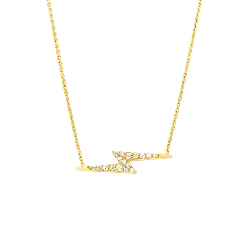 14K Gold Diamond Lightning Bolt Necklace